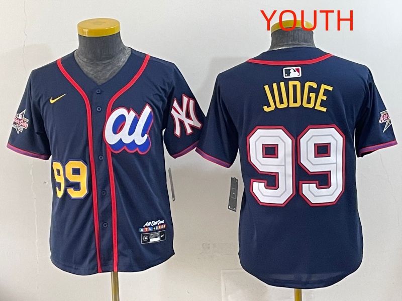 Youth 2025 New York Yankees 99 Judge Drak Blue All star Blank Blue Nike MLB Jersey style 3